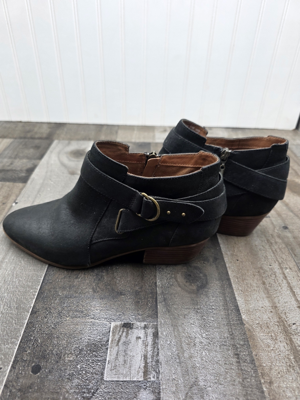 Clarks Classic Black Ankle Booties with Buckle Strap